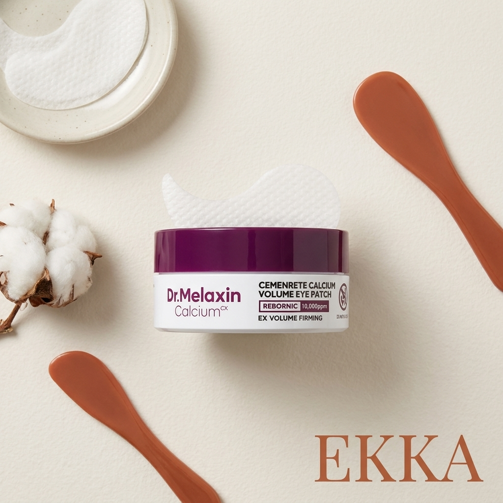 Ekka Beauty Dr. Melaxin Eye Patch, flat lay with EKKA wordmark