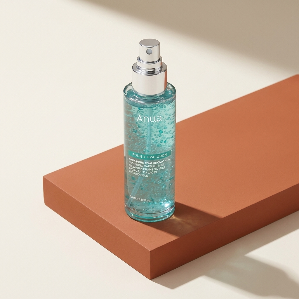 Ekka Beauty Anua PDRN Mist, terracotta editorial shot